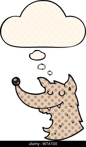 cartoon wolf with thought bubble in comic book style Stock Vector