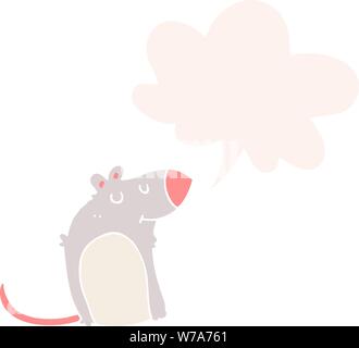 cartoon fat rat with speech bubble in retro style Stock Vector