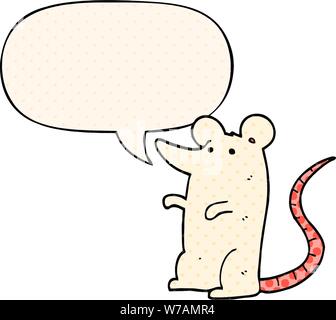 cartoon rat with speech bubble in comic book style Stock Vector