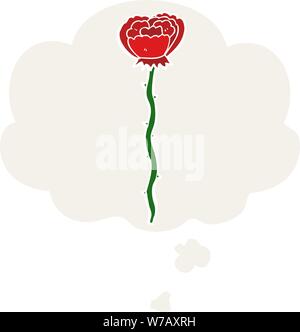 cartoon flower with thought bubble in retro style Stock Vector