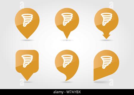 Tornado Whirlwind outline pin map icon. Map pointer. Map markers. Meteorology. Weather. Vector illustration eps 10 Stock Vector