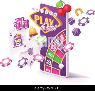 Vector online mobile casino app concept Stock Vector