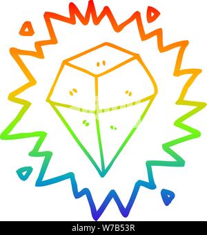 rainbow gradient line drawing of a cartoon shining crystal Stock Vector