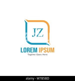 Initial JZ logo template with modern frame. Minimalist JZ letter logo vector illustration design Stock Vector