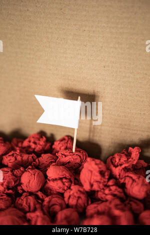 Heap of crumpled paper ball with a pointer for your text Stock Photo