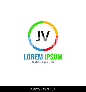 Initial JV logo template with modern frame. Minimalist JV letter logo vector illustration design Stock Vector