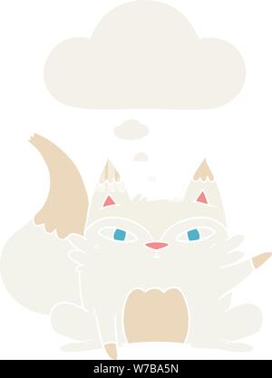 cartoon arctic fox with thought bubble in retro style Stock Vector