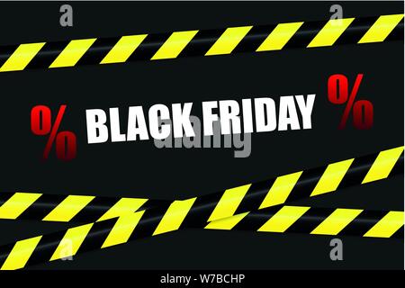 black friday promotion with warning tape vector illustration EPS10 Stock Vector
