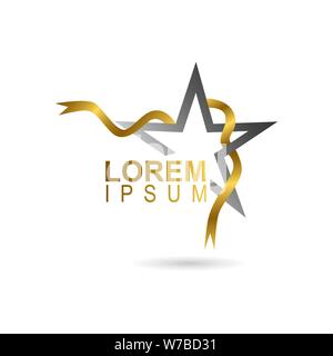Star Logo Emblem on White Isolated Background Stock Vector