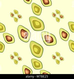 Fresh avocado hand draw seamless pattern.Natural and healthy nutrition. Organic food Stock Vector