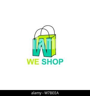 Elegant Letter W symbol, market place logo Concept Stock Vector
