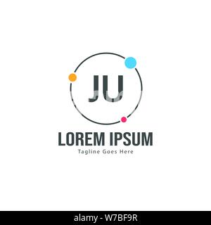 Initial JU logo template with modern frame. Minimalist JU letter logo vector illustration design Stock Vector