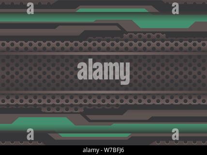 Abstract green dark grey polygon cyber on circle mesh pattern design modern futuristic technology background vector illustration. Stock Vector