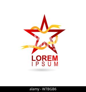 Star Logo Emblem on White Isolated Background Stock Vector