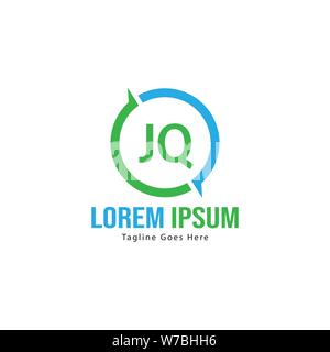 Initial JQ logo template with modern frame. Minimalist JQ letter logo vector illustration design Stock Vector