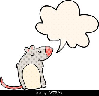 cartoon fat rat with speech bubble in comic book style Stock Vector