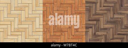 Set of high resolution seamless textures of wooden parquet. Herringbone patterns Stock Photo