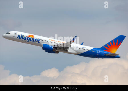 Allegiant Air Boeing 757 airliner taking off from McCarran