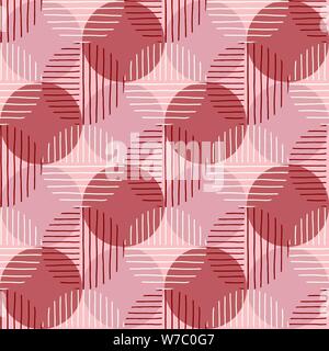 Oversized Retro Geo Dots Vector Seamless Pattern. Over Scaled Modern Geometric Dusty Pink Circles. Simple Bold Streaking Minimalist Background. Perfec Stock Vector