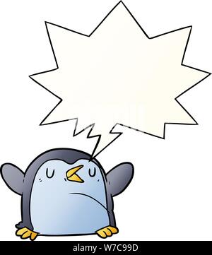 cartoon penguin with speech bubble in smooth gradient style Stock Vector