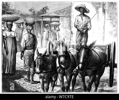 Street scene, Haiti, 19th century. Artist: T Wust Stock Photo