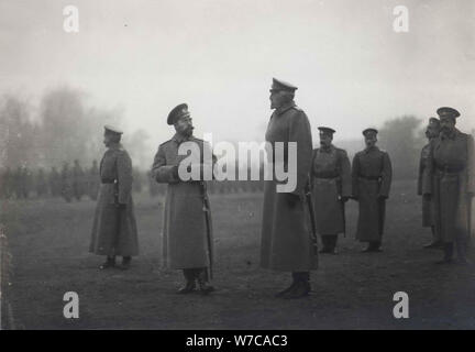 Emperor Nicholas II and Grand Duke Nikolai Nikolaevich at Baranovichi, September 1914, 1914. Artist: Anonymous Stock Photo