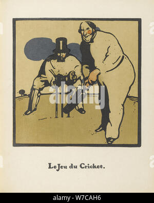 Cricket Game. From Almanach de Douze Sports, 1898. Artist: Nicholson, Sir William (1872-1949) Stock Photo