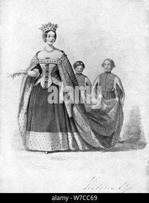 Queen Victoria as Queen Philippa at the Plantagenet Ball, Buckingham Palace, c1840s, (1901). Artist: Unknown Stock Photo