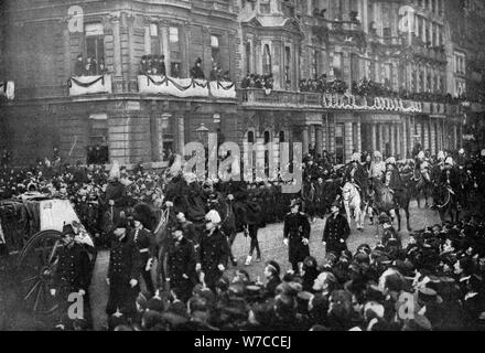 Queen Victoria's funeral procession passing through London, 1901. Artist: Unknown Stock Photo