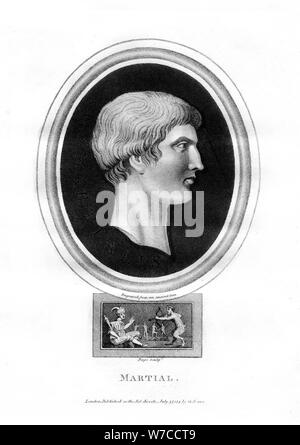 Marcus Valerius Martialis, Roman poet, (1814).Artist: Page Stock Photo