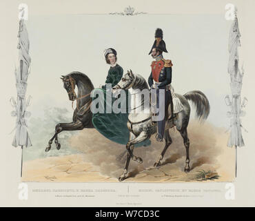 Equestrian Portrait of Grand Duke Michael Pavlovich of Russia (1798-1849) and Grand Duchess Elena Pa Stock Photo
