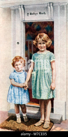 The Princesses Elizabeth and Margaret Rose at the door of the Little House, 1933, (c1935). Artist: Unknown Stock Photo