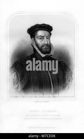 James Stewart, 1st Earl of Moray, Regent of Scotland, (1870). Artist: TW Knight Stock Photo