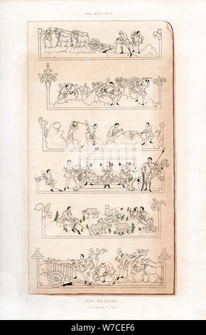 The Seasons, c1050, (1843).Artist: Henry Shaw Stock Photo