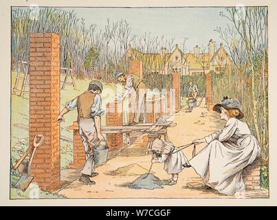 The Builder,  from Four and Twenty Toilers, pub. 1900 (colour lithograph) Stock Photo