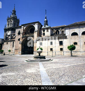 Façade of the Cathedral of the Assumption in El Burgo de Osma. Stock Photo