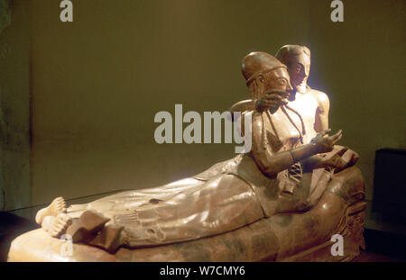 Etruscan sarcophagus with reclining couple, Cerveteri, Italy, 6th century BC. Artist: Unknown Stock Photo