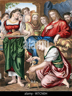 Mary Magdalene anointing the feet of Jesus, c1860. Artist: Unknown Stock Photo