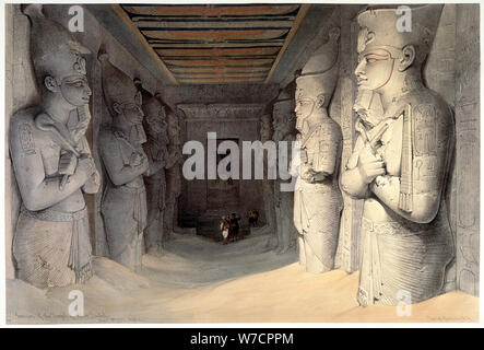 Giant limestone statues of Rameses II, Temple of Rameses, Abu Simbel, Egypt, 1836. Artist: David Roberts Stock Photo