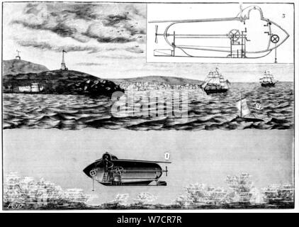 The submarine 'Nautilus', 1901. Artist: Poyet Stock Photo