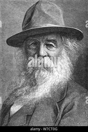 Walt Whitman (1819-1892), American poet, c1880s. Artist: Unknown Stock Photo