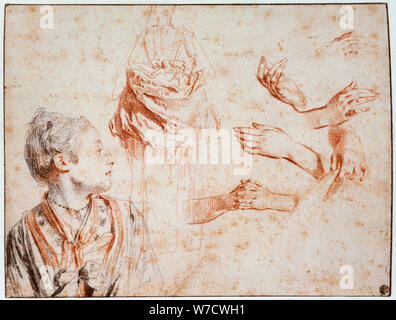 'Study', 1716-1718. Artist: Jean-Antoine Watteau Stock Photo