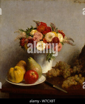 'Fruit and Flowers', 1865.  Artist: Henri Fantin-Latour Stock Photo