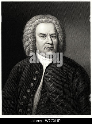 'Johann Sebastian Bach', 19th century. Artist: C Cook Stock Photo