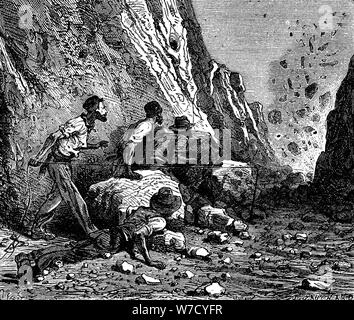 Miners blasting, 1879.  Artist: Anon Stock Photo