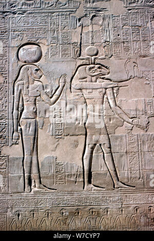 Detail of a relief of Sekhmet and Knum, Temple of Khnum, Ptolemaic & Roman Periods. Artist: Unknown Stock Photo