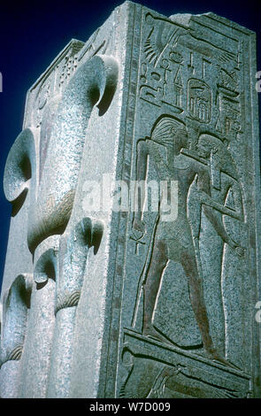 Pillar with Papyrus motif (symbol of Lower Egypt), Temple of Amun, Karnak, Egypt. Artist: Unknown Stock Photo