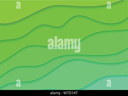 Turquoise and green corporate waves abstract background. Vector design Stock Vector