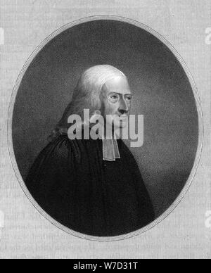 John Wesley, 18th century English non-conformist preacher, (1836).Artist: James Posselwhite Stock Photo