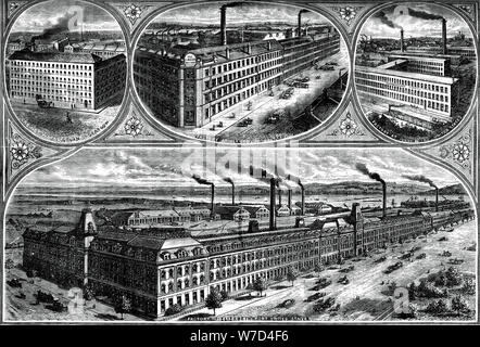 The factories of the Singer Manufacturing Company, c1880. Artist: Unknown Stock Photo